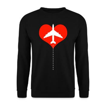 Airplane Pilot Fly Heart Destination I Gift - Unisex Sweatshirt - black - Front - Alina (178cm) & Michal (187cm)