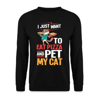 Pizza Katze Essen Pizzeria Italienisch Kätzchen - Unisex Pullover - Schwarz - Vorne - Alina (178cm) & Michal (187cm)