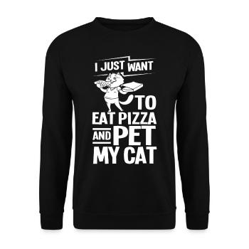 Pizza Katze Essen Pizzeria Italienisch Kätzchen - Unisex Pullover - Schwarz - Vorne - Alina (178cm) & Michal (187cm)