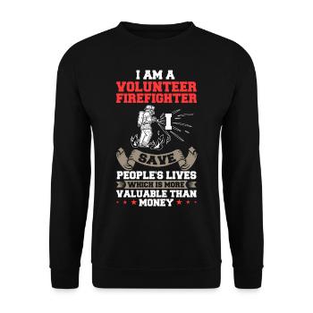 Volunteer Firefighter Firefighter Volunteers - Unisex Sweatshirt - black - Front - Alina (178cm) & Michal (187cm)
