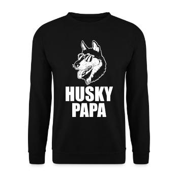 Chien Husky Papa - Sweat-shirt Unisexe - noir - Devant - Alina (178cm) & Michal (187cm)