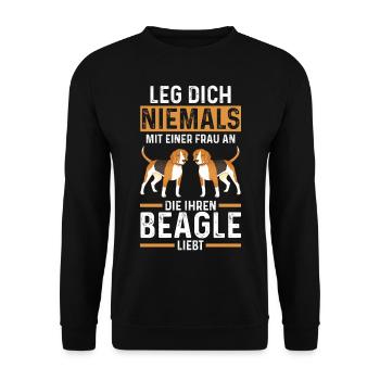 Hund Beagle - Unisex Pullover - Schwarz - Vorne - Alina (178cm) & Michal (187cm)