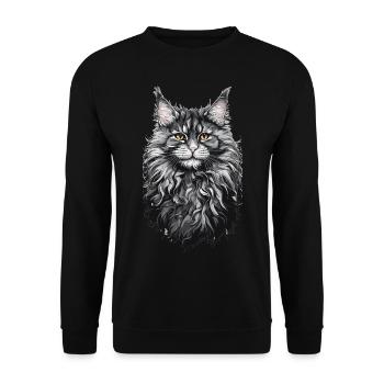 Maine Coon Cat Cat Lover Cat Design - Unisex Sweatshirt - black - Front - Alina (178cm) & Michal (187cm)