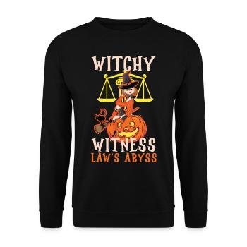 Witchy Witness Law's Abyss Scary Anwalt Halloween - Unisex Pullover - Schwarz - Vorne - Alina (178cm) & Michal (187cm)
