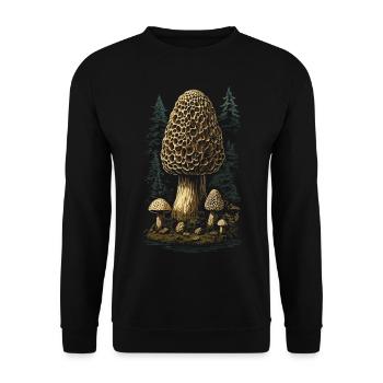 Vintage Morcheln Goblincore Pilz Magie - Unisex Pullover - Schwarz - Vorne - Alina (178cm) & Michal (187cm)