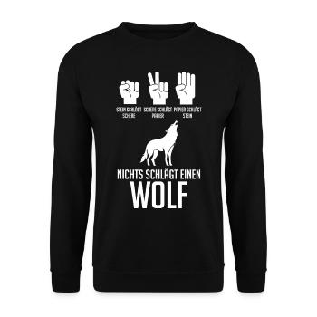 Tier Waldtier Wolf - Unisex Pullover - Schwarz - Vorne - Alina (178cm) & Michal (187cm)