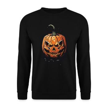 Halloween Horror at Midnight Spooky Pumpkin - Unisex Sweatshirt - black - Front - Alina (178cm) & Michal (187cm)