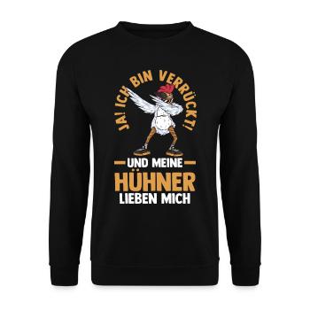 Huhn Hühnerstall Bauernhof Bauer Landwirt Hühner - Unisex Pullover - Schwarz - Vorne - Alina (178cm) & Michal (187cm)