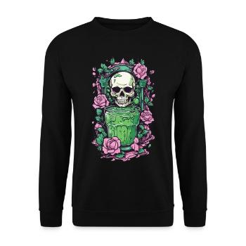 Gothic Skull mit Gift Cocktail Halloween Design - Unisex Pullover - Schwarz - Vorne - Alina (178cm) & Michal (187cm)