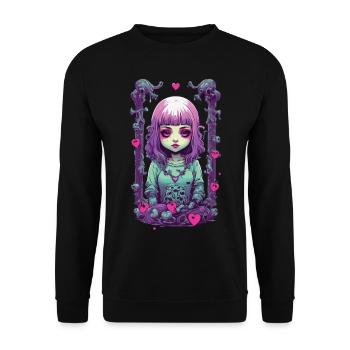 Pastel Goth Anime Gothic Girl Liebesdesign - Unisex Pullover - Schwarz - Vorne - Alina (178cm) & Michal (187cm)