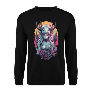 Occult Aesthetic Gothic Girl Underworld Design - Unisex Sweatshirt - black - Front - Alina (178cm) & Michal (187cm)