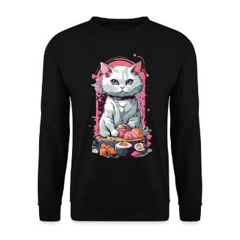 Kawaii chats Sushi Goth Pastel amoureux - Sweat-shirt Unisexe - noir - Devant - Alina (178cm) & Michal (187cm)