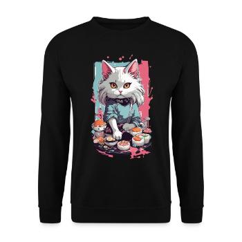 Chat Sushi Master Pastel Lover Design - Sweat-shirt Unisexe - noir - Devant - Alina (178cm) & Michal (187cm)