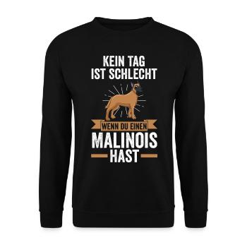 Belgischer Schäferhund Hund Malinois - Unisex Pullover - Schwarz - Vorne - Alina (178cm) & Michal (187cm)