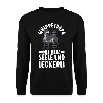 Hund Hundepapa Vater Whippetpapa Whippet - Unisex Pullover - Schwarz - Vorne - Alina (178cm) & Michal (187cm)