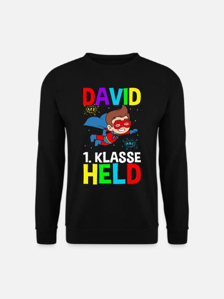 Schulkind David 1. Klasse Held - Unisex Pullover - Schwarz