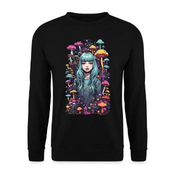 Champignons psychédéliques E-Girl Festival Style - Sweat-shirt Unisexe - noir - Devant - Alina (178cm) & Michal (187cm)