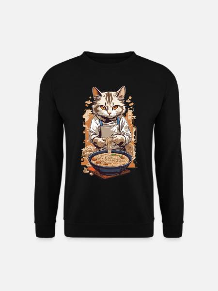 Kawaii Ramen Cat Japon Nourriture Streetwear Esthétique - Sweat-shirt Unisexe - noir