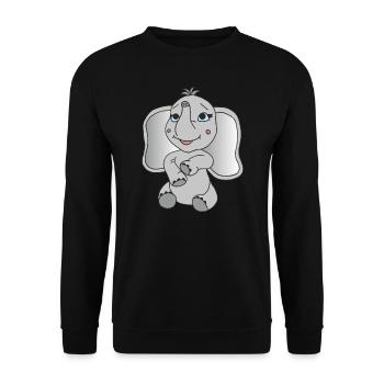 Kleiner süßer Elefant - Unisex Pullover - Schwarz - Vorne - Alina (178cm) & Michal (187cm)