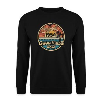 Original 1954 Millésime 1954 Anniversaire Rétro 1954 - Sweat-shirt Unisexe - noir - Devant - Alina (178cm) & Michal (187cm)