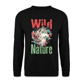 Wolf Wolf Head Predator Nature Wilderness Colorful Art - Unisex Sweatshirt - black - Front - Alina (178cm) & Michal (187cm)