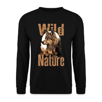 Wolf Wolf's Head Forest Nature Mountains Wilderness Colorful - Unisex Sweatshirt - black - Front - Alina (178cm) & Michal (187cm)