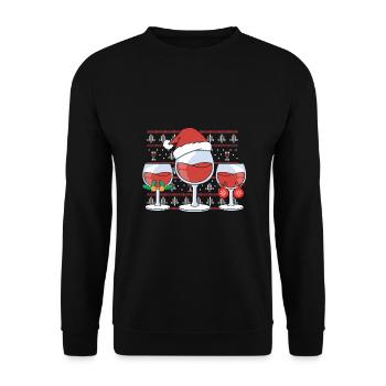 Wein Glühwein Weinglas Weihnachts - Unisex Pullover - Schwarz - Vorne - Alina (178cm) & Michal (187cm)