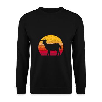 Chèvre au look rétro vintage - Sweat-shirt Unisexe - noir - Devant - Alina (178cm) & Michal (187cm)