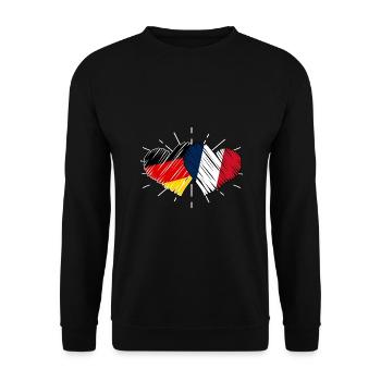 Français Allemagne Cœur France - Sweat-shirt Unisexe - noir - Devant - Alina (178cm) & Michal (187cm)