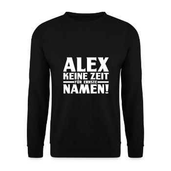 Alexander Alexandra Alexa Alex - Unisex Pullover - Schwarz - Vorne - Alina (178cm) & Michal (187cm)