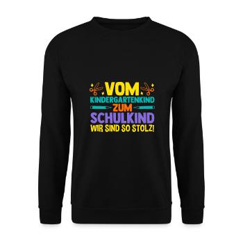 Eltern Schulkind Grundschule Erste Klasse Einschul - Unisex Pullover - Schwarz - Vorne - Alina (178cm) & Michal (187cm)