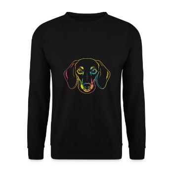 Chien teckel - Sweat-shirt Unisexe - noir - Devant - Alina (178cm) & Michal (187cm)