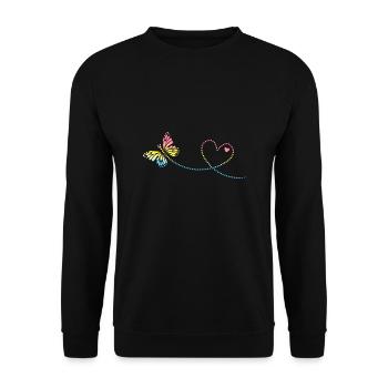 Papillon avec coeur, Saint Valentin, anniversaire - Sweat-shirt Unisexe - noir - Devant - Alina (178cm) & Michal (187cm)
