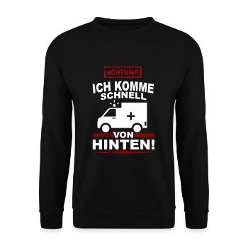 Rettungsdienst - Unisex Pullover - Schwarz - Vorne - Alina (178cm) & Michal (187cm)