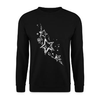 Water splash, Sterne mit Tribal aus Wassertropfen - Unisex Pullover - Schwarz - Vorne - Alina (178cm) & Michal (187cm)