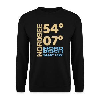 North Sea North Dike Coordinates East Frisia North - Unisex Sweatshirt - black - Front - Alina (178cm) & Michal (187cm)