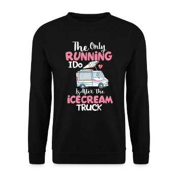 running after icecream truck je folg le camion de glace - Sweat-shirt Unisexe - noir - Devant - Alina (178cm) & Michal (187cm)