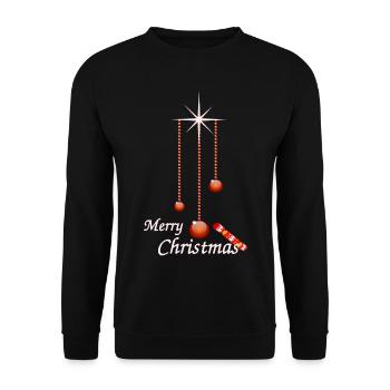 Weihnachtskugeln mit Bonbon - Unisex Pullover - Schwarz - Vorne - Alina (178cm) & Michal (187cm)