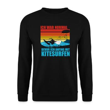 Ich War Normal Bevor Ich Anfing Mit Kitesurfen - Unisex Pullover - Schwarz - Vorne - Alina (178cm) & Michal (187cm)