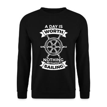 Ein Tag ist nichts wert ohne Segeln - Unisex Pullover - Schwarz - Vorne - Alina (178cm) & Michal (187cm)