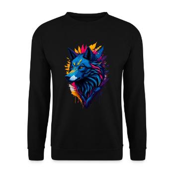 colorful abstract wolf - Unisex Sweatshirt - black - Front - Alina (178cm) & Michal (187cm)