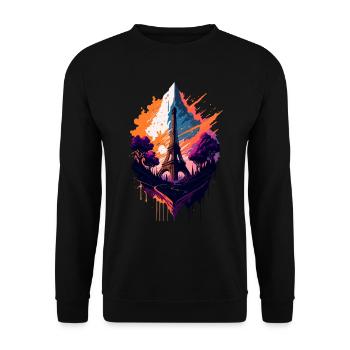 Abstract Tower of Paris - Unisex Sweatshirt - black - Front - Alina (178cm) & Michal (187cm)