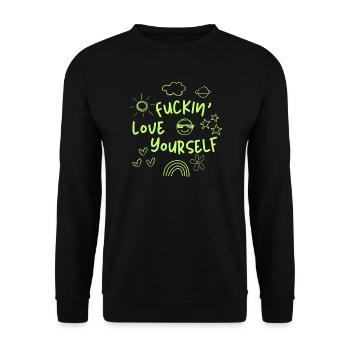 Fuckin' love yourself - Unisex Pullover - Schwarz - Vorne - Alina (178cm) & Michal (187cm)