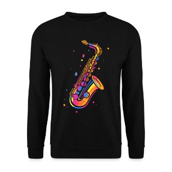 Retro Saxophone - Unisex Sweatshirt - black - Front - Alina (178cm) & Michal (187cm)