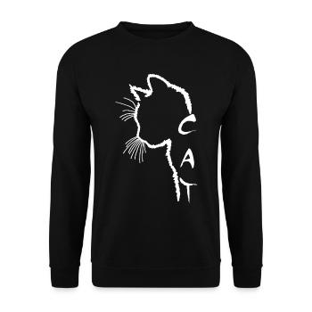 Weiße Katzensilhouette - Unisex Pullover - Schwarz - Vorne - Alina (178cm) & Michal (187cm)