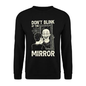 Horror Motiv Spiegelbild - Unisex Pullover - Schwarz - Vorne - Alina (178cm) & Michal (187cm)