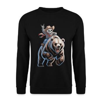 Squelette cow-boy sur ours - Sweat-shirt Unisexe - noir - Devant - Alina (178cm) & Michal (187cm)