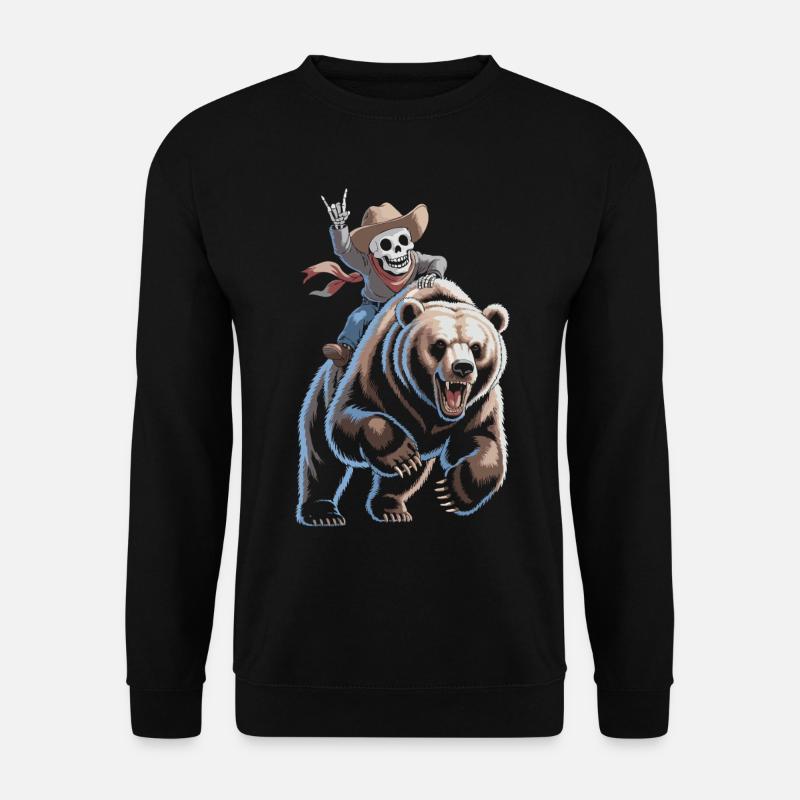 Skeleton cowboy on bear - Unisex Sweatshirt - black