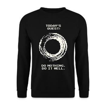 Heutige Quest: Nichts tun – mach es gut | Zen - Unisex Pullover - Schwarz - Vorne - Alina (178cm) & Michal (187cm)