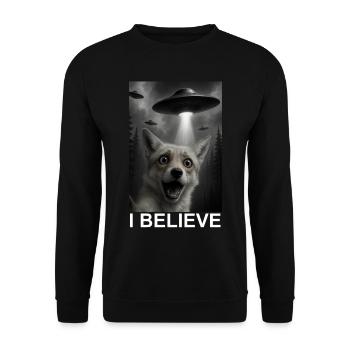 Fox, UFO, Abduction in the Forest, Humor, Extraterrestrial - Unisex Sweatshirt - black - Front - Alina (178cm) & Michal (187cm)